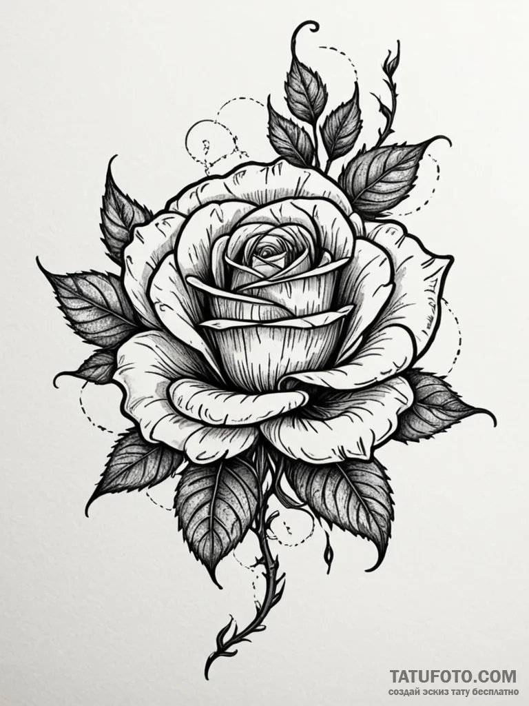 A wilting black rose losing its petals, artis... - эскиз тату (№1751716704_0, 05.07.2025 11:58) — Tatufoto.com