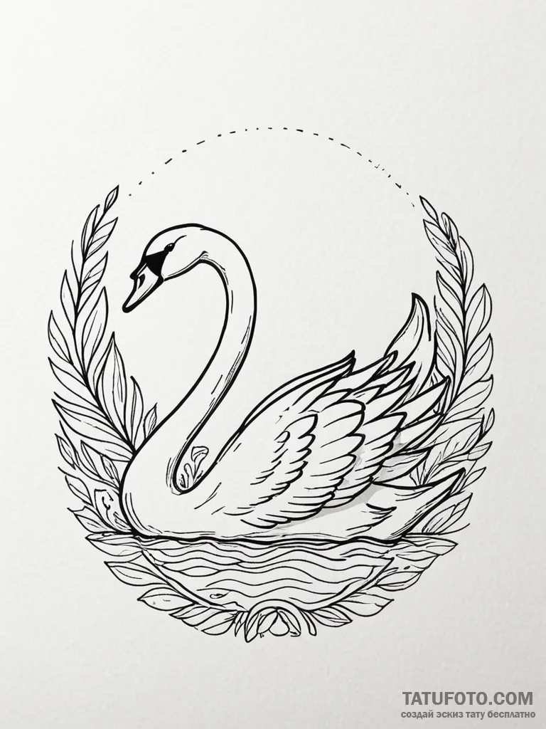 Swan, artistic tattoo sketch, clean lines, cr... - эскиз тату (№1751721312_0, 05.07.2025 13:15) — Tatufoto.com
