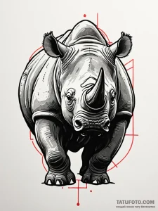 Rhinoceros, tattoo line art, clean lines, cri... - эскиз тату (№1751721396_0, 05.07.2025 13:16) — Tatufoto.com