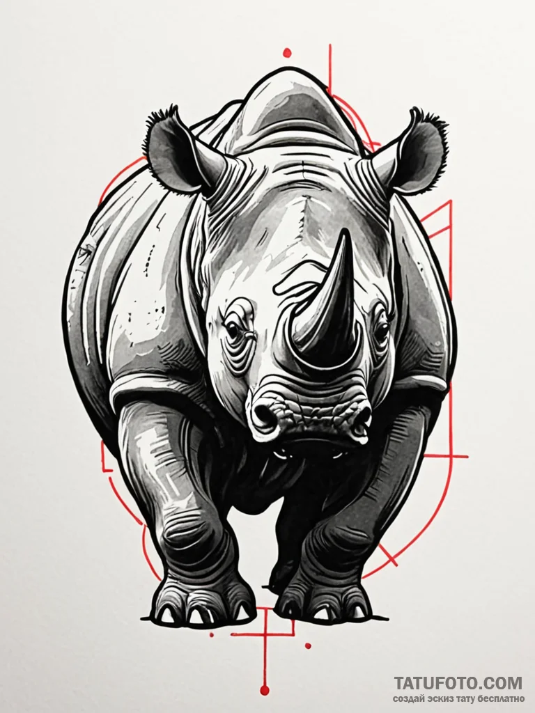 Rhinoceros, tattoo line art, clean lines, cri... - эскиз тату (№1751721396_0, 05.07.2025 13:16) — Tatufoto.com
