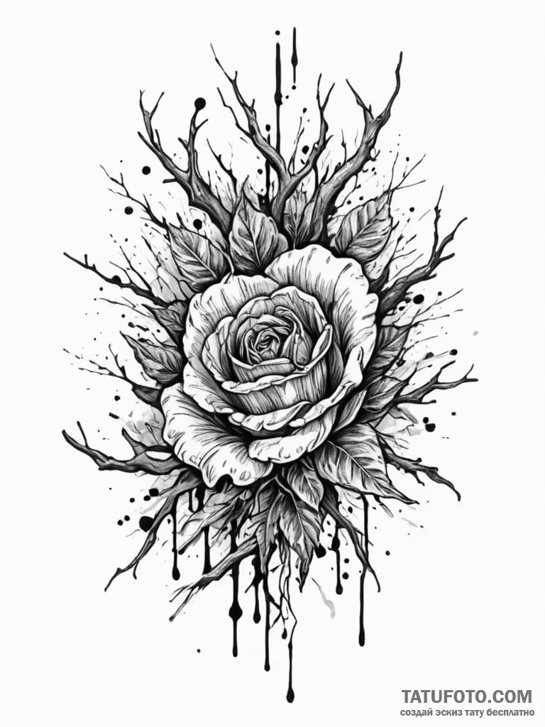 Ice branches breaking spectral seal, tattoo s... - эскиз тату (№1751721481_0, 05.07.2025 13:18) — Tatufoto.com