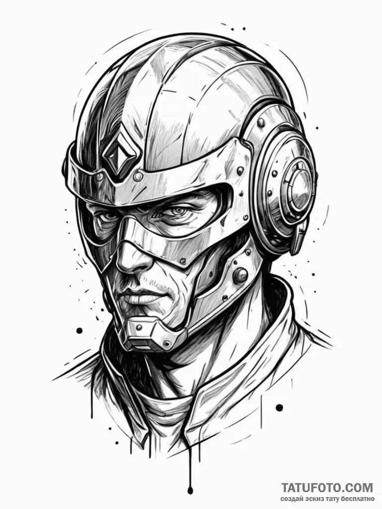 Locked eye beneath iron helm, concept art for... - эскиз тату (№1751721566_0, 05.07.2025 13:19) — Tatufoto.com