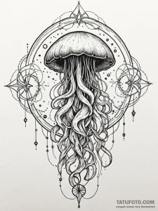 Jellyfish with tentacles made of cosmic nebul... - эскиз тату (№1751721651_0, 05.07.2025 13:20) — Tatufoto.com
