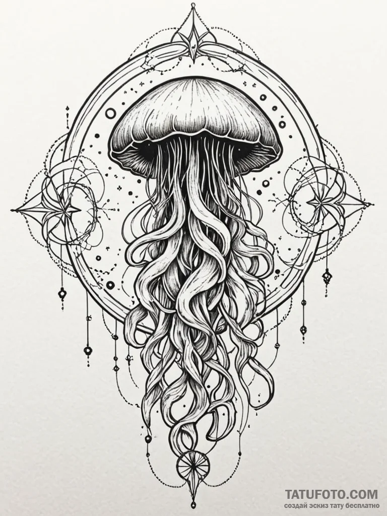 Jellyfish with tentacles made of cosmic nebul... - эскиз тату (№1751721651_0, 05.07.2025 13:20) — Tatufoto.com