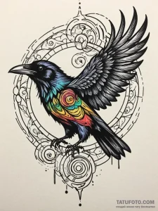 Raven spiral etched in bone, tattoo sketch de... - эскиз тату (№1751721906_0, 05.07.2025 13:25) — Tatufoto.com