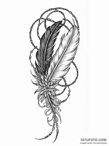 A detailed broken chain with a feather, freed... - эскиз тату (№1751721992_0, 05.07.2025 13:26) — Tatufoto.com