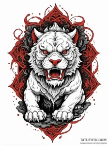 Komainu statue bleeding shadows, ink illustra... - эскиз тату (№1751722162_0, 05.07.2025 13:29) — Tatufoto.com