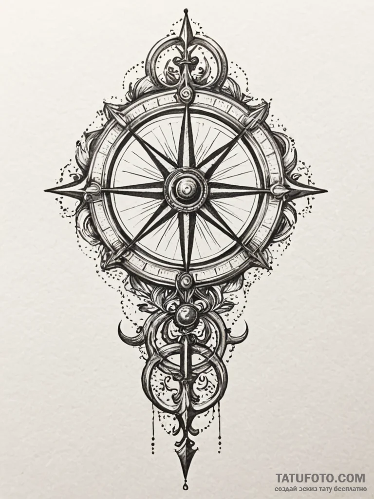 Bronze sextant, used for navigating by the st... - эскиз тату (№1751722504_0, 05.07.2025 13:35) — Tatufoto.com