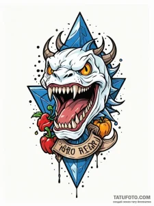 Sapphire shard devouring relic, tattoo line a... - эскиз тату (№1751722943_0, 05.07.2025 13:42) — Tatufoto.com