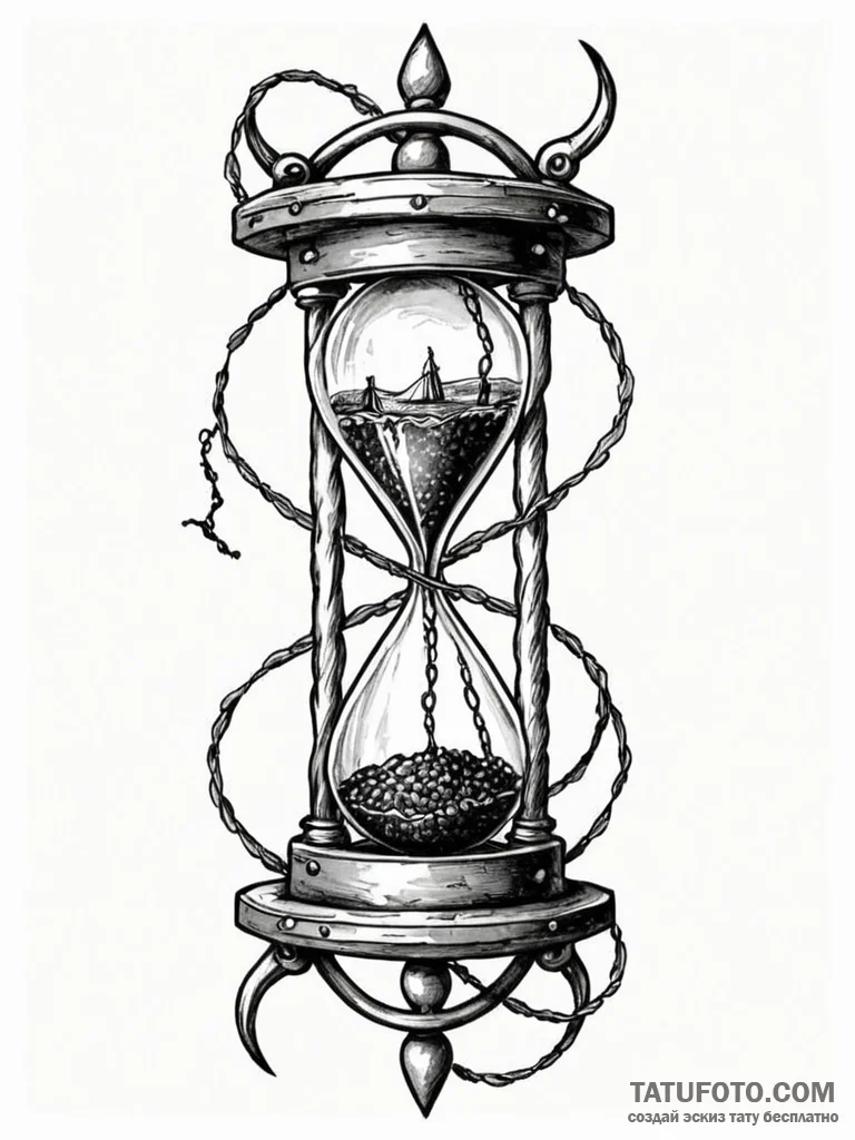 Barbed wire strangling hourglass, tattoo draw... - эскиз тату (№1751723282_0, 05.07.2025 13:48) — Tatufoto.com