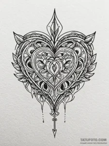Knotwork heart pierced by arrow, tattoo drawi... - эскиз тату (№1751723889_0, 05.07.2025 13:58) — Tatufoto.com