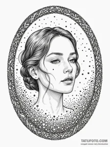 Hollow mirror swallowing reflection, concept... - эскиз тату (№1751723977_0, 05.07.2025 13:59) — Tatufoto.com