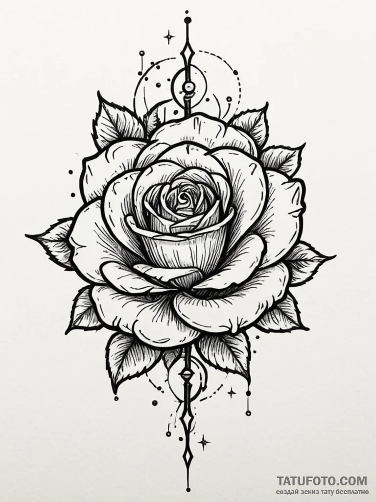 Astral rose made of stars, tattoo flash sheet... - эскиз тату (№1751730727_0, 05.07.2025 15:52) — Tatufoto.com