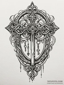 Bone key unlocking spectral gate, tattoo sket... - эскиз тату (№1751730818_0, 05.07.2025 15:53) — Tatufoto.com