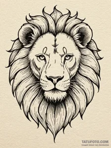 Atomic lion with glowing stripes, artistic ta... - эскиз тату (№1751730905_0, 05.07.2025 15:55) — Tatufoto.com