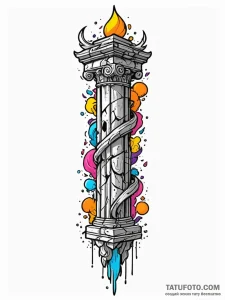 Pillar, standing strong amidst ruins, tattoo... - эскиз тату (№1751731524_0, 05.07.2025 16:05) — Tatufoto.com