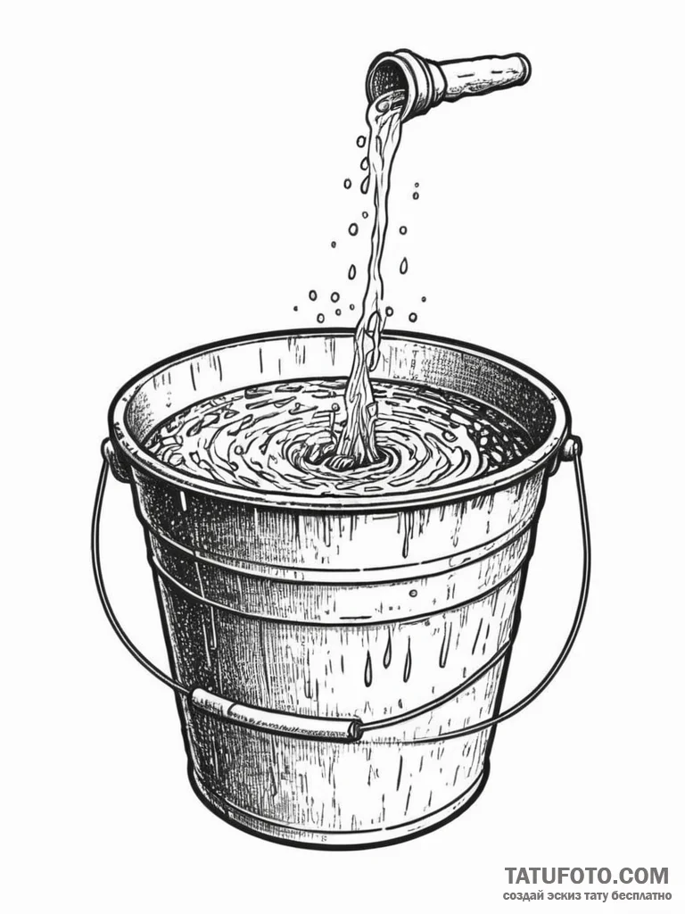 A detailed bucket of water, simple,, concept... - эскиз тату (№1751731968_0, 05.07.2025 16:12) — Tatufoto.com