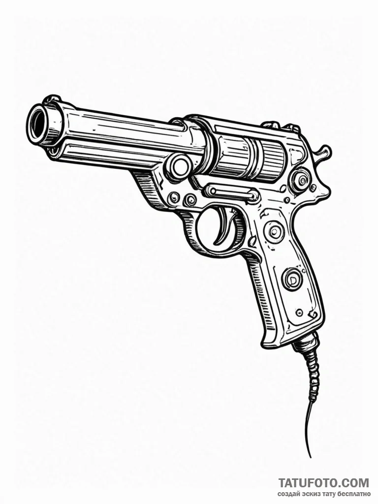 Retro-futuristic ray gun - эскиз тату (№1751732508_0, 05.07.2025 16:21) — Tatufoto.com
