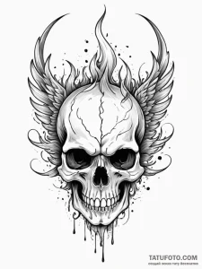 Phoenix skull crowned with flame, concept art... - эскиз тату (№1751732781_0, 05.07.2025 16:26) — Tatufoto.com