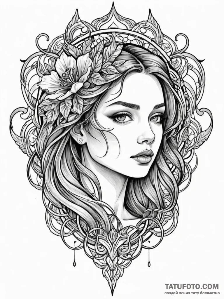 W, tattoo drawing outline, black and white sk... - эскиз тату (№1751733135_0, 05.07.2025 16:32) — Tatufoto.com