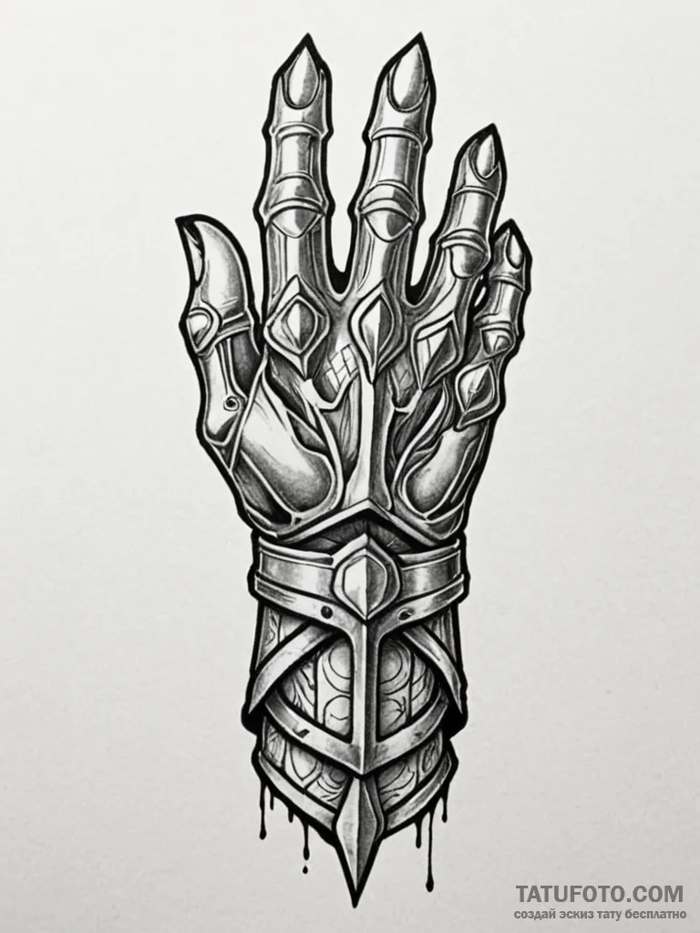 Runebound gauntlet gripping relic, tattoo dra... - эскиз тату (№1751733222_0, 05.07.2025 16:33) — Tatufoto.com