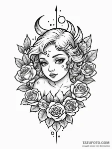 Cupid, tattoo line art, stylized interpretati... - эскиз тату (№1751733309_0, 05.07.2025 16:35) — Tatufoto.com