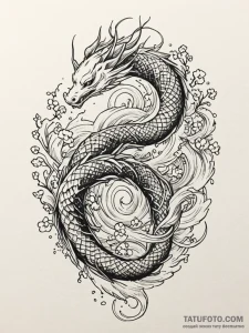 Umbra serpent weaving through void, ink illus... - эскиз тату (№1751733569_0, 05.07.2025 16:39) — Tatufoto.com