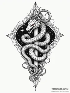Dream serpent crowned in starlight, tattoo li... - эскиз тату (№1751733655_0, 05.07.2025 16:40) — Tatufoto.com