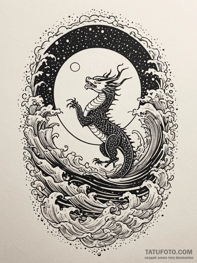 Kelpie rearing beneath full moon, tattoo sket... - эскиз тату (№1751734173_0, 05.07.2025 16:49) — Tatufoto.com