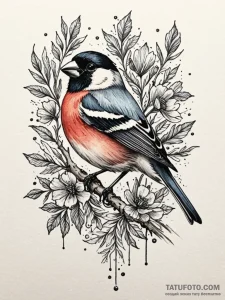 Bullfinch, tattoo line art, highly detailed,... - эскиз тату (№1751734433_0, 05.07.2025 16:53) — Tatufoto.com