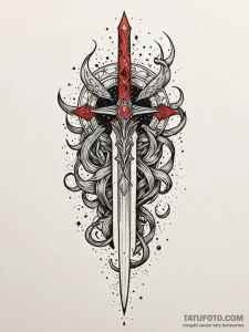 Dagger through burning constellation, concept... - эскиз тату (№1751735210_0, 05.07.2025 17:06) — Tatufoto.com