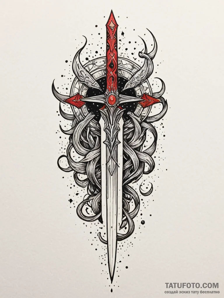 Dagger through burning constellation, concept... - эскиз тату (№1751735210_0, 05.07.2025 17:06) — Tatufoto.com