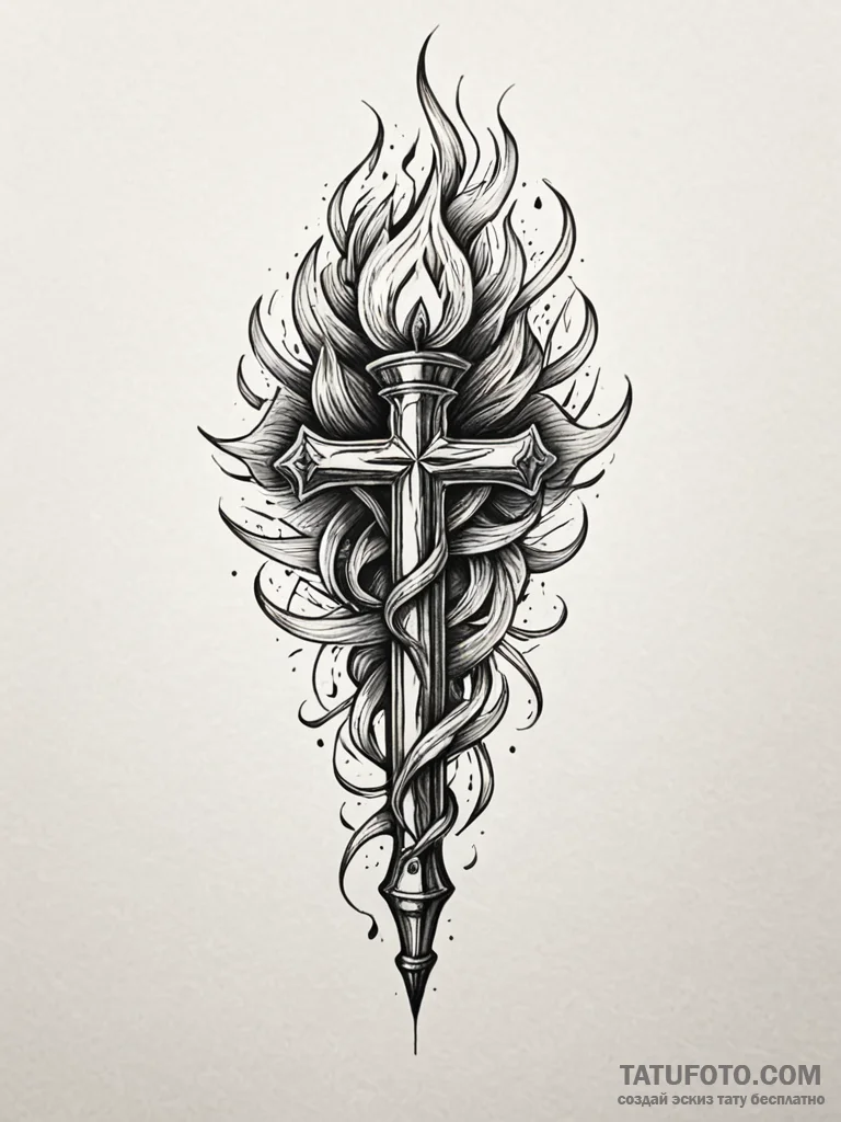 A powerful burning torch, guiding,, concept a... - эскиз тату (№1751736032_0, 05.07.2025 17:20) — Tatufoto.com