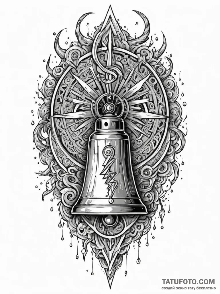 Ringing bell with a crack shaped like a light... - эскиз тату (№1751736723_0, 05.07.2025 17:32) — Tatufoto.com