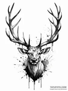 Bloodied antlers wrapped in wire, concept art... - эскиз тату (№1751737159_0, 05.07.2025 17:39) — Tatufoto.com