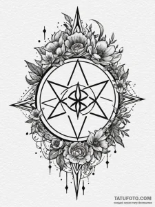 Fallen sigil beneath celestial bloom, artisti... - эскиз тату (№1751737506_0, 05.07.2025 17:45) — Tatufoto.com
