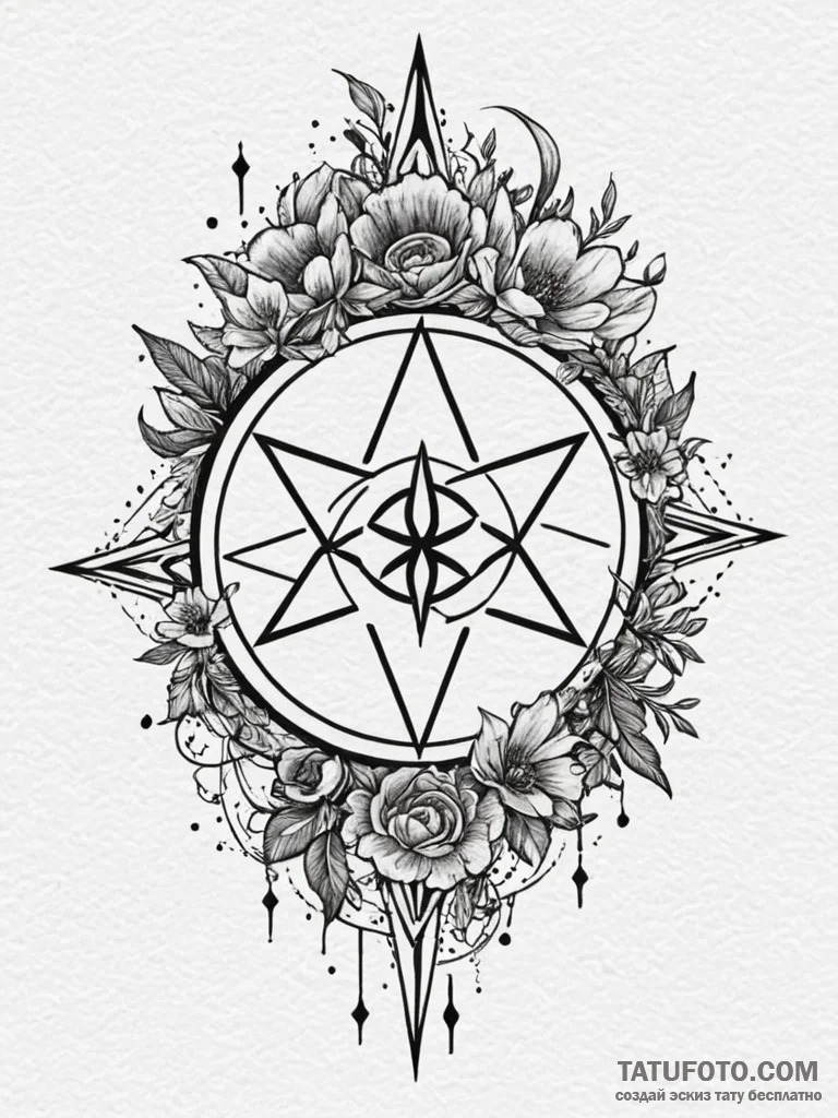 Fallen sigil beneath celestial bloom, artisti... - эскиз тату (№1751737506_0, 05.07.2025 17:45) — Tatufoto.com
