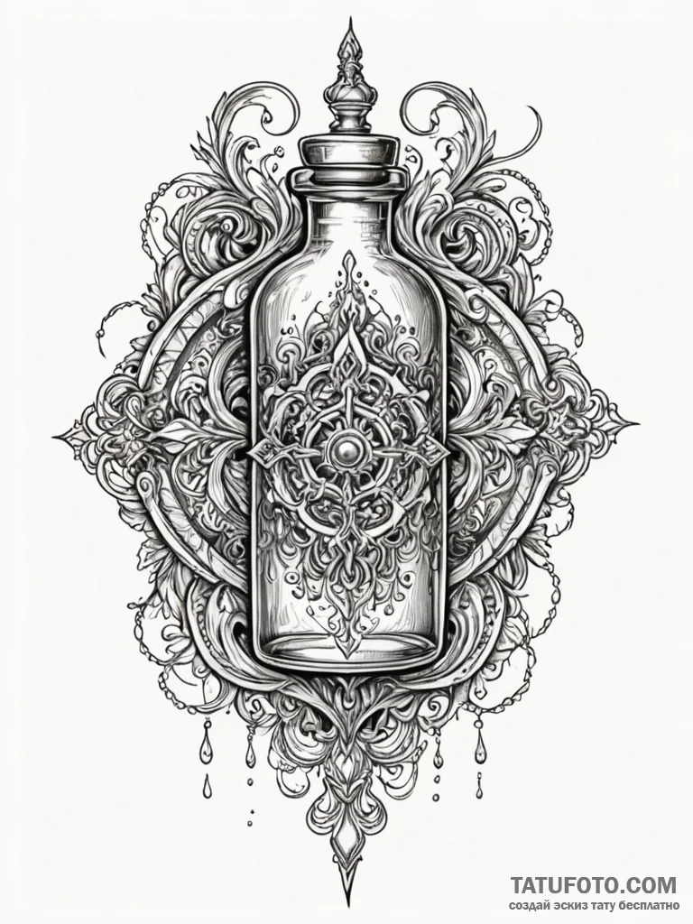 Plague vial beneath spectral rift, tattoo ske... - эскиз тату (№1751737593_0, 05.07.2025 17:46) — Tatufoto.com