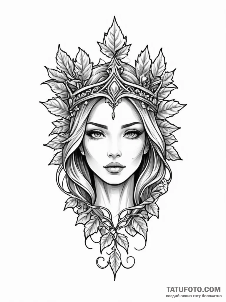 Kris blade crowned in ivy, artistic tattoo sk... - эскиз тату (№1751737853_0, 05.07.2025 17:50) — Tatufoto.com