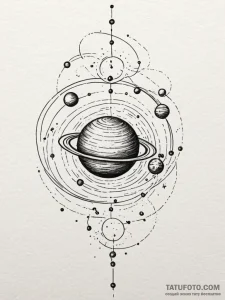 A minimalist solar system, concept art for ta... - эскиз тату (№1751739021_0, 05.07.2025 18:10) — Tatufoto.com