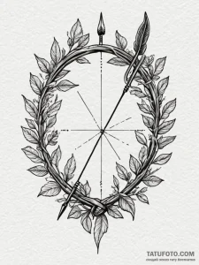Bow and arrow made of interwoven tree branche... - эскиз тату (№1751739283_0, 05.07.2025 18:14) — Tatufoto.com