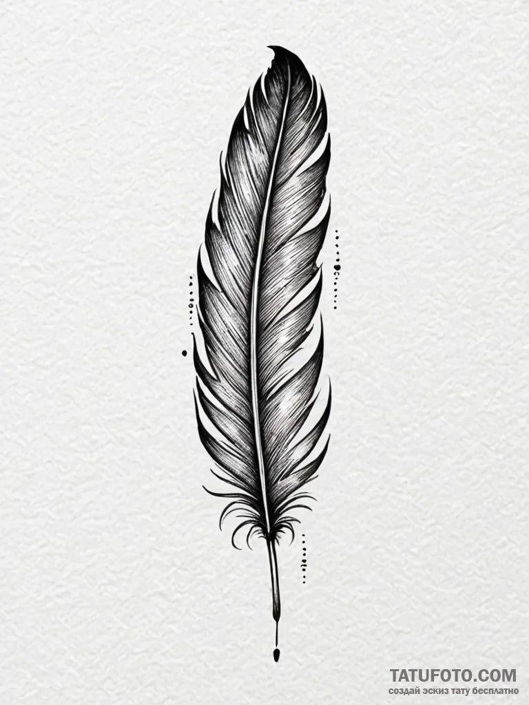 A single raven feather, concept art for tatto... - эскиз тату (№1751739545_0, 05.07.2025 18:19) — Tatufoto.com