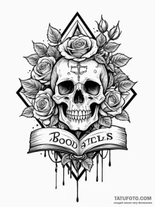 Blood-spattered book of spells, tattoo flash... - эскиз тату (№1751740154_0, 05.07.2025 18:29) — Tatufoto.com
