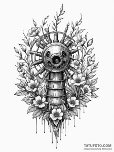 Chernobyl's reactor core with mutated flowers... - эскиз тату (№1751740327_0, 05.07.2025 18:32) — Tatufoto.com