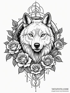 Arcane wolf with floating runes, tattoo drawi... - эскиз тату (№1751740414_0, 05.07.2025 18:33) — Tatufoto.com