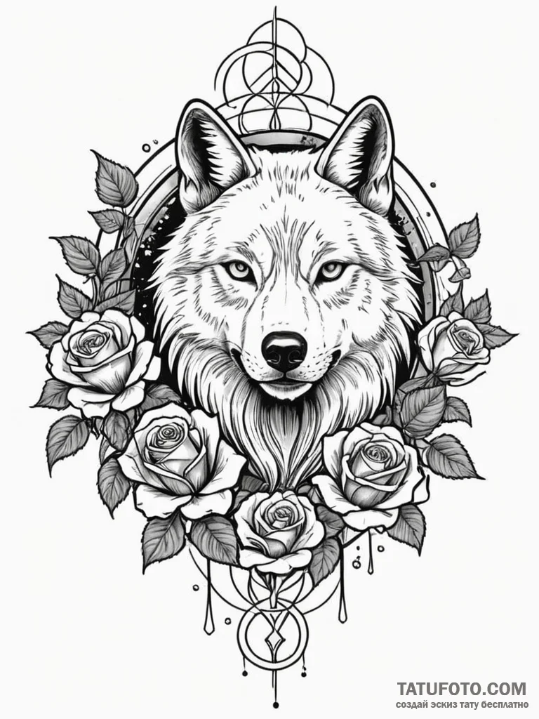 Arcane wolf with floating runes, tattoo drawi... - эскиз тату (№1751740414_0, 05.07.2025 18:33) — Tatufoto.com