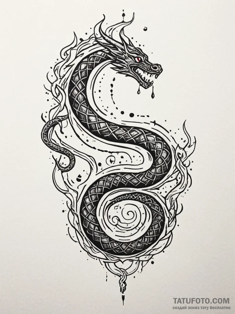 Moon serpent through spectral rift, tattoo li... - эскиз тату (№1751741099_0, 05.07.2025 18:44) — Tatufoto.com