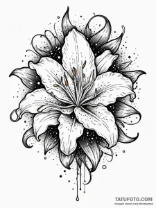 Stargazer lily with a nebula pattern on its p... - эскиз тату (№1751741784_0, 05.07.2025 18:56) — Tatufoto.com