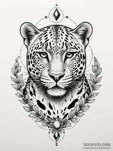 Leopard resting beneath crimson sky, tattoo f... - эскиз тату (№1751742124_0, 05.07.2025 19:02) — Tatufoto.com