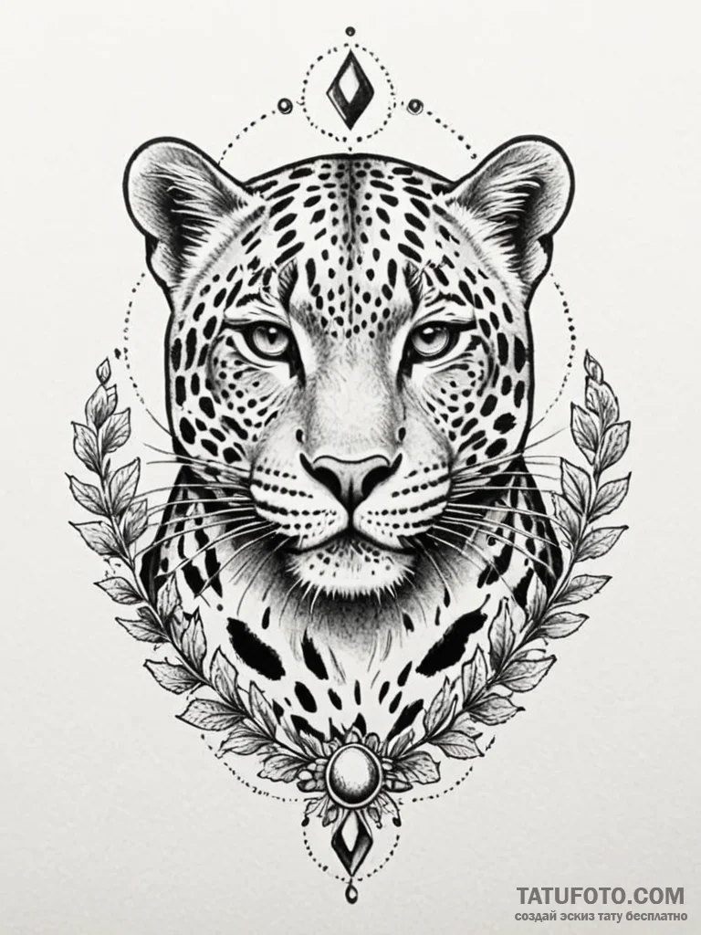 Leopard resting beneath crimson sky, tattoo f... - эскиз тату (№1751742124_0, 05.07.2025 19:02) — Tatufoto.com